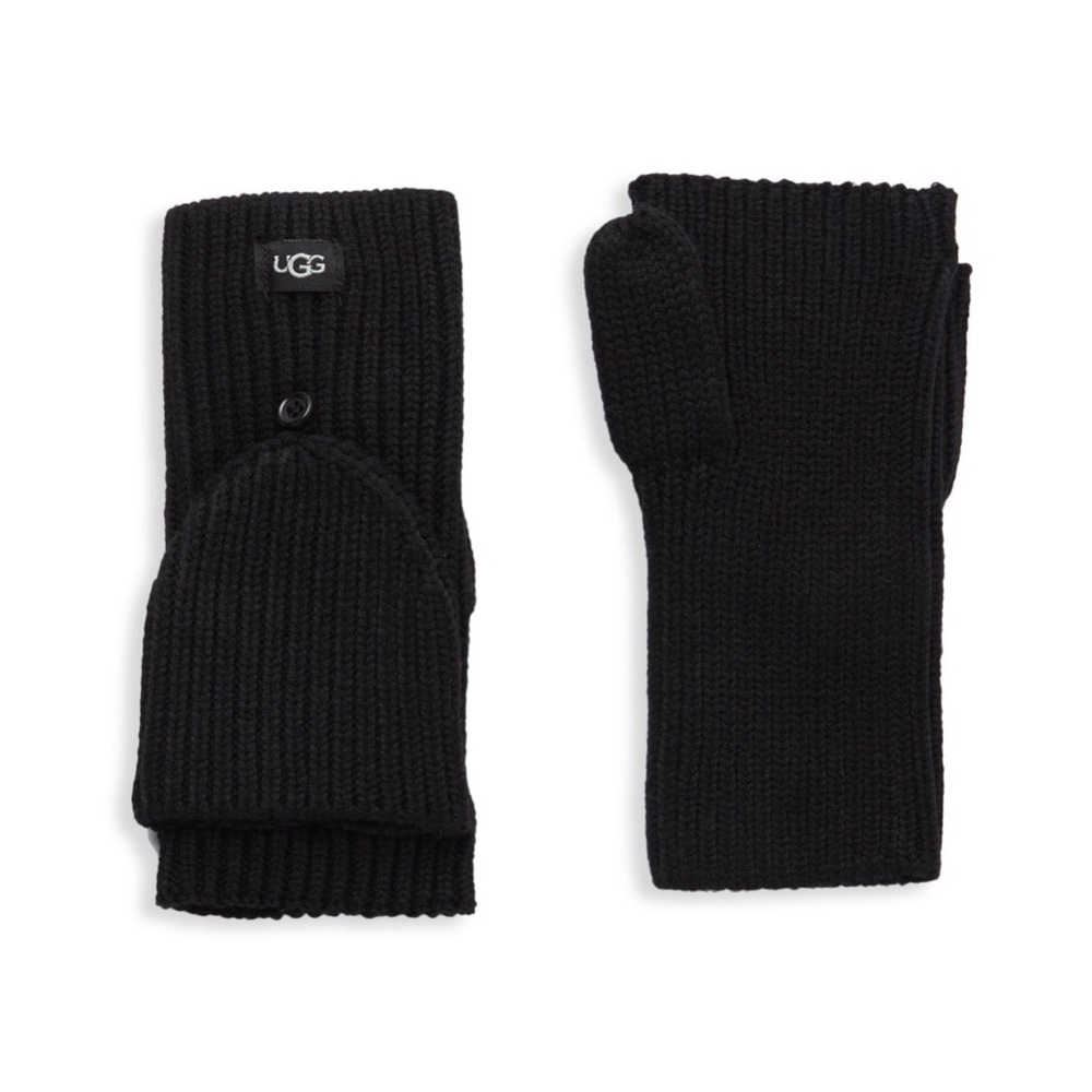 UGG Black Ribbed Fingerless Gloves